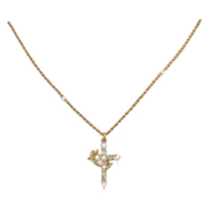 Crowned Cross Rotatable Necklace