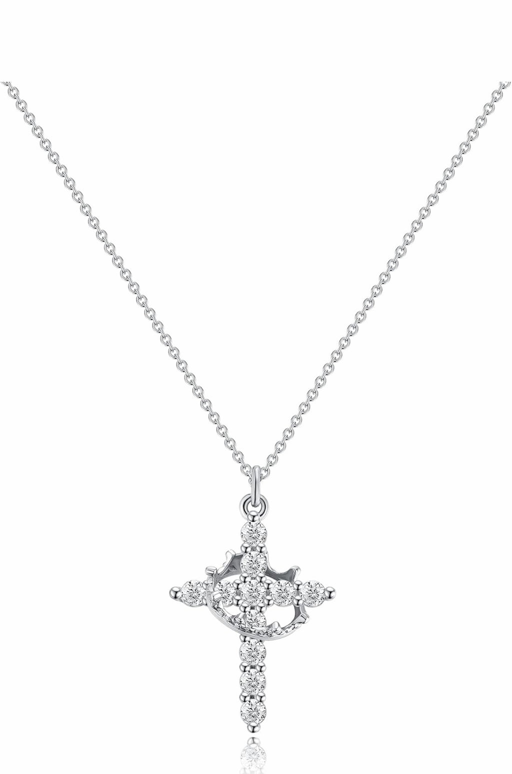 Crowned Cross Rotatable Necklace