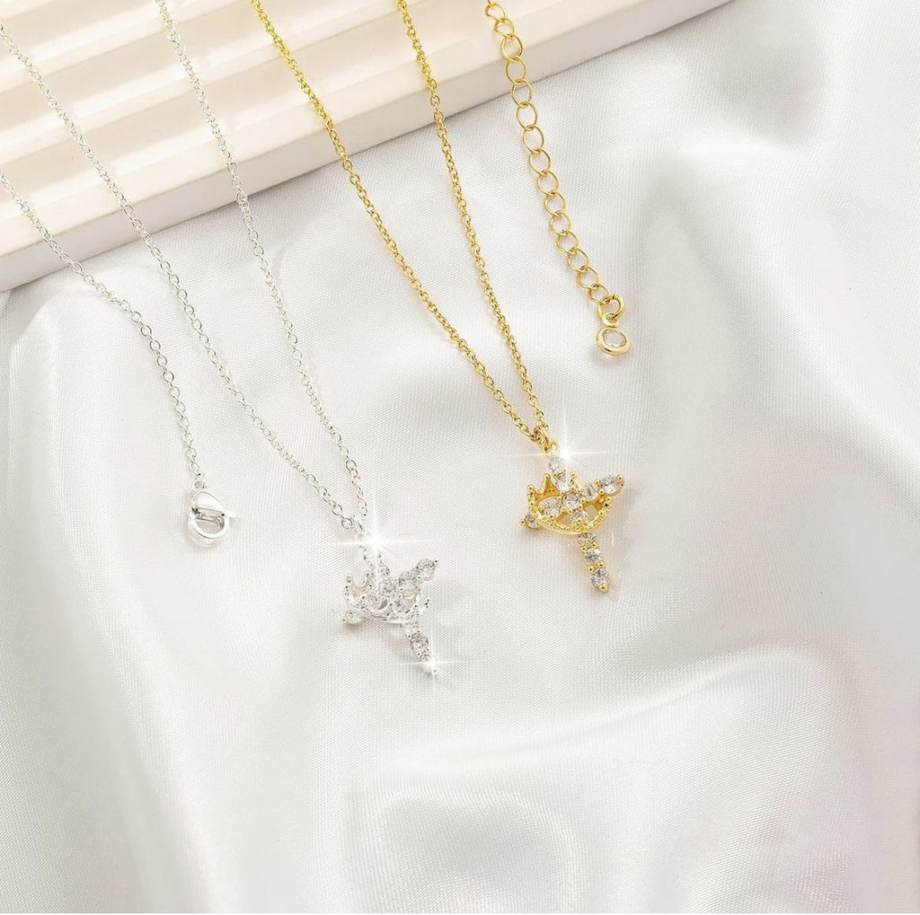 Crowned Cross Rotatable Necklace